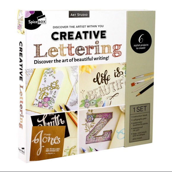 SpiceBox Creative Hand Lettering Kit, Learn Calligraphy Set with Workbook - Picture 1 of 4